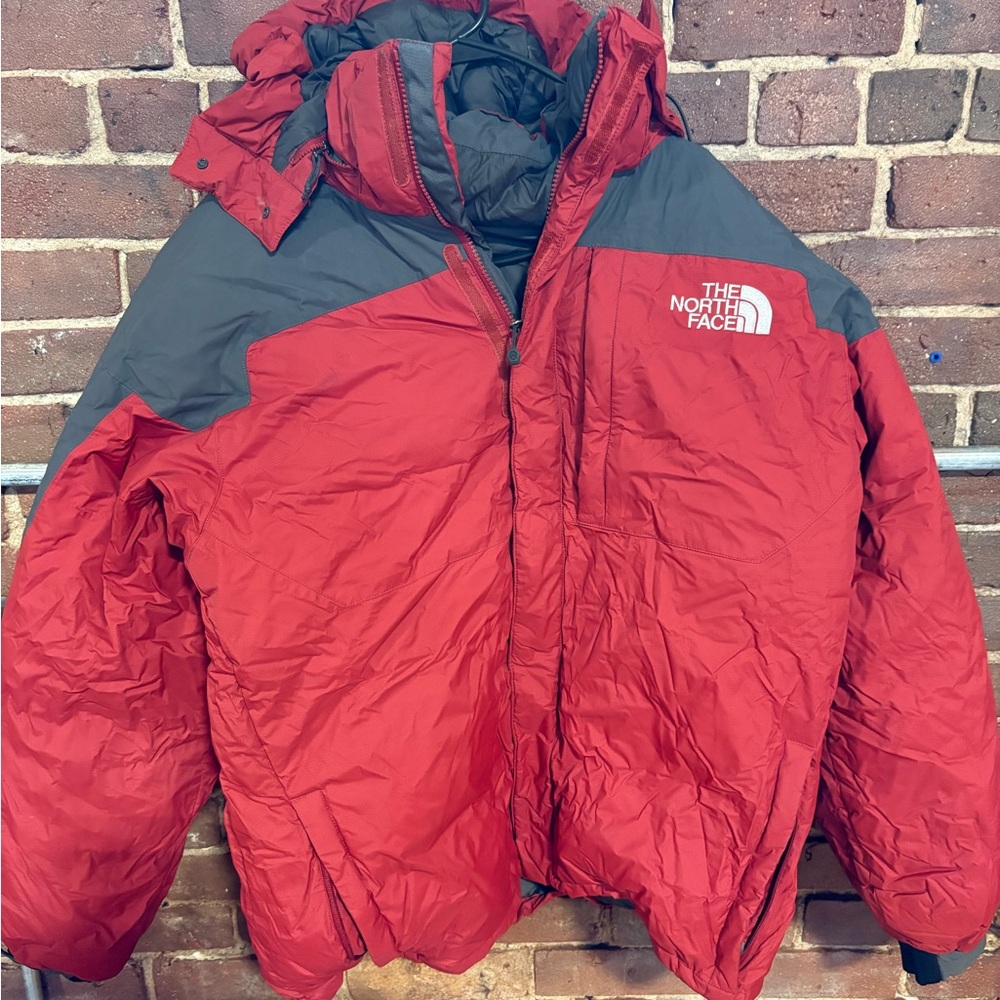 The North Face Men's Red and Gray Puffer Jacket